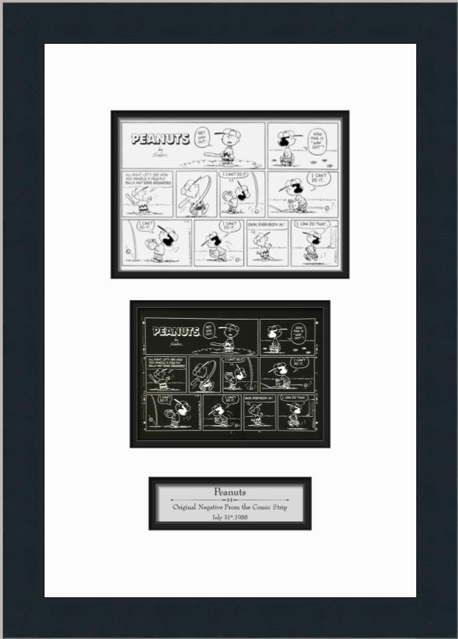 Peanuts Baseball Cartoon Strip Original Negative Charles Schulz Custom Framed 5 (1 of 7)