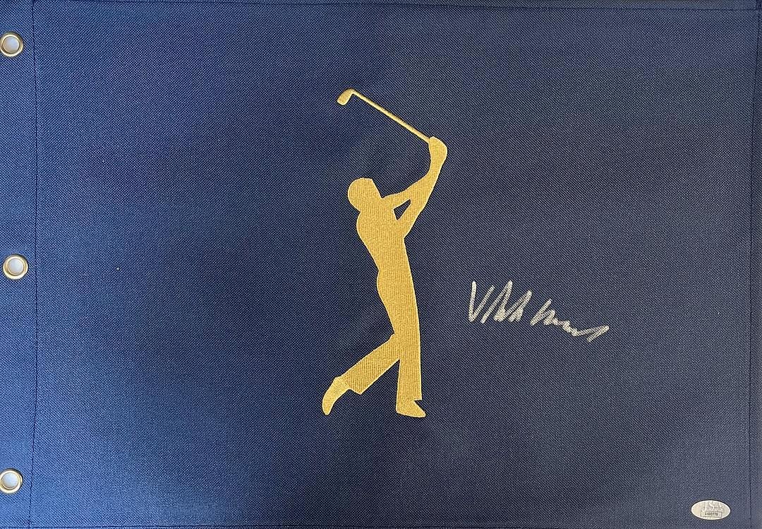 Viktor Hovland Signed The Players Pin Flag - JSA#AK80778: Viktor Hovland signed pin flag Official The Players TPC Sawgrass flag signed by professional golfer Victor Hovland. Comes with COA from James Spence Authentication Product Details:Official The Players