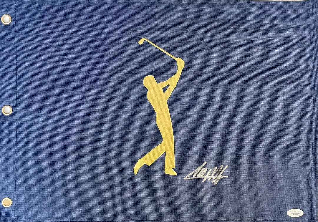 Collin Morikawa Signed The Players Pin Flag JSA#AK80801: Collin Morikawa signed pin flag Official The Players TPC Sawgrass flag signed by professional golfer Collin Morikawa. Comes with COA from James Spence Authentication Product Details:Official The Playe