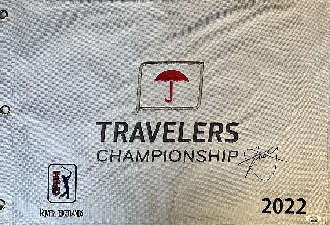 Xander Schauffele Signed 2022 Travelers Championship Pin Flag JSA#AK80789 (1 of 1)