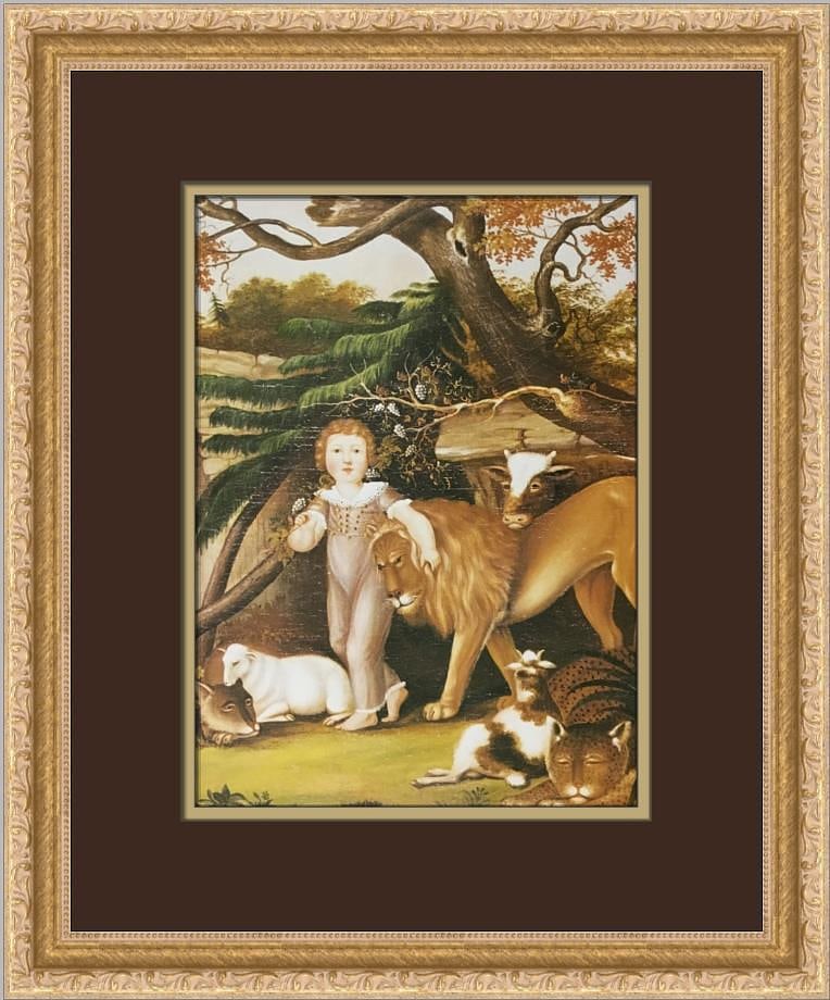 Edward Hicks Peaceable Kingdom of the Branch Custom Framed Print: Edward Hicks Peaceable Kingdom of the Branch