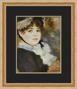 Pierre Auguste Renoir By the Seashore Custom Framed Print: Pierre Auguste Renoir By the SeashoreImage Size 9" x 9"Custom Framed Size 15" x 15" Open Edition Book PrintCustom Framed in a 1" Gold Ornate FrameDouble Matted with Black Outer Mat and Gold