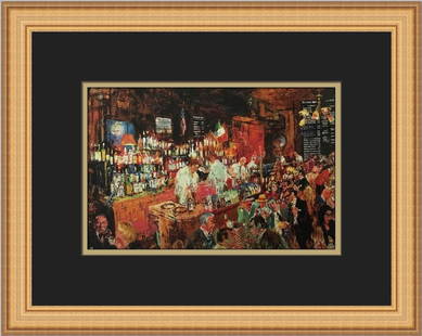 Leroy Neiman P.J. Clarke's Custom Framed Print: Leroy Neiman P.J. Clarke'sImage Size 7" x 10"Custom Framed Size 13" x 16"Off Set Book Print Custom Framed in a 1" Gold FrameDouble Matted with Black Outer Mat and Gold Inner MatAll of Our