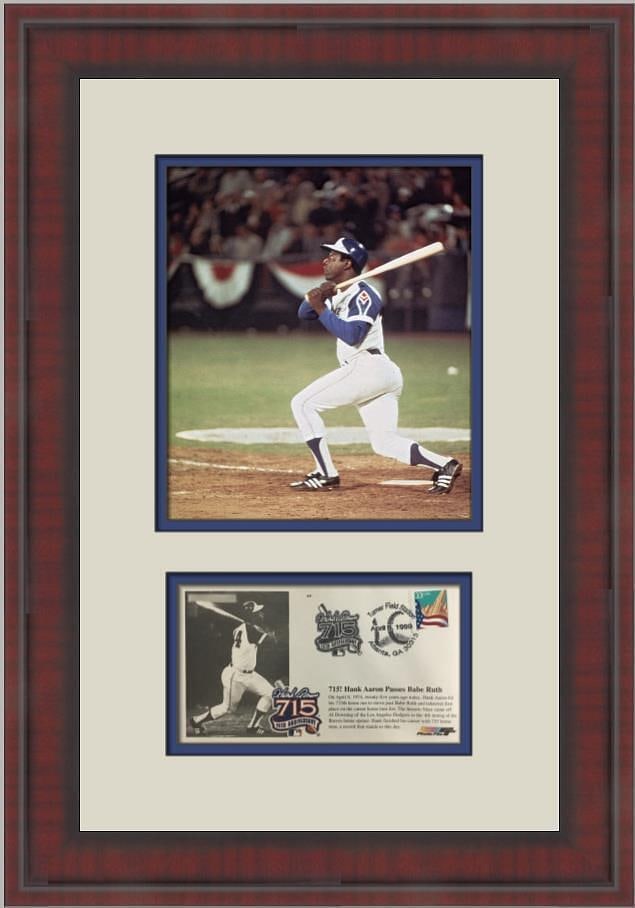 Hank Aaron Atlanta Braves 715th Home Run First Day Cover Issue Cust Frame Photo (1 of 6)