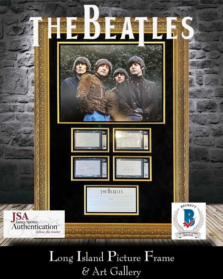 The Beatles Signed Custom Framed Display Beckett - JSA & Frank Caiazzo LOAS: The Beatles John Lennon - Paul McCartney - George Harrison & Ringo Starr