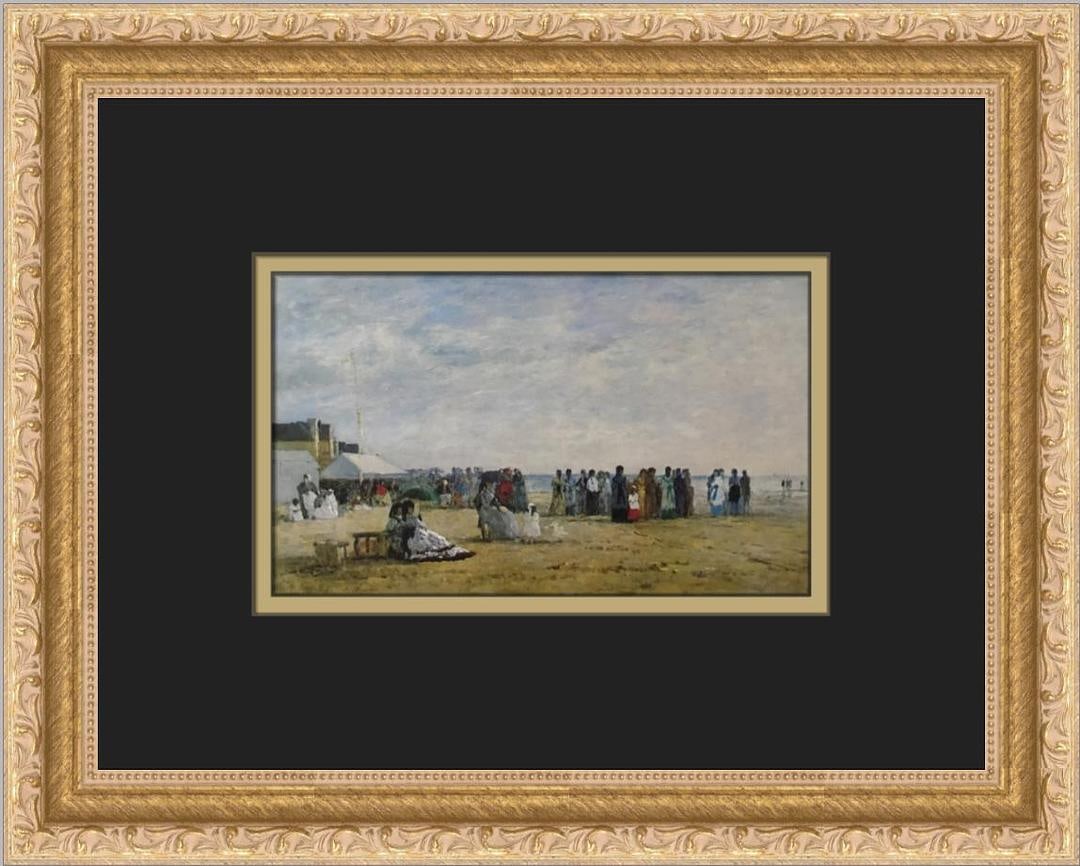 Eugene Boudin Beach Scene in Trouville Custom Framed Print: Artist - Eugene Boudin Ttile - Beach Scene in Trouville