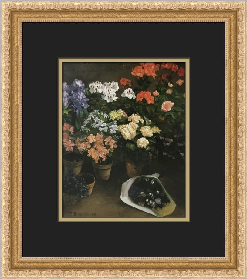Frederic Bazille Study of Flowers Custom Framed Print: Artist - Frederic Bazille Title - Study of Flowers