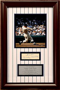 Mickey Mantle Signed Vintage 15.5 x 19.5 Custom Framed Newspaper Article  Display (JSA ALOA)