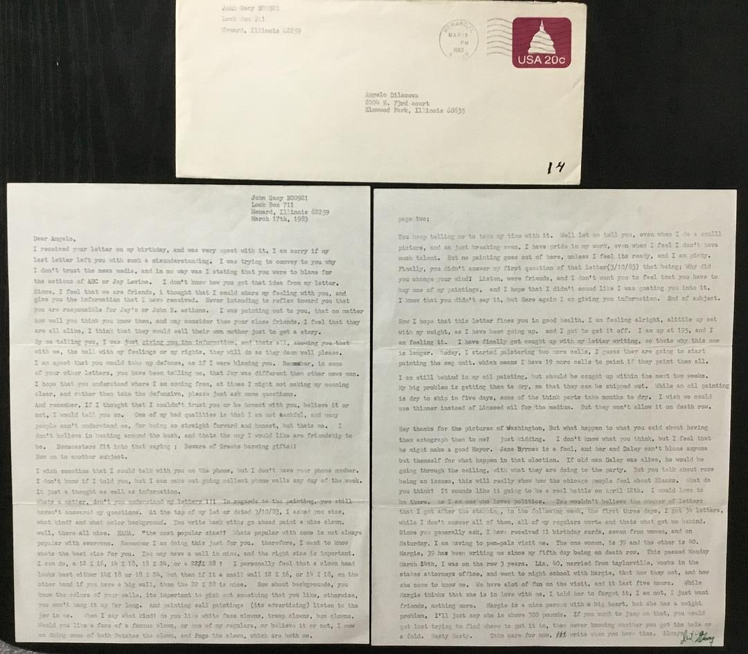 John Wayne Gacy Serial Killer Signed Letter The Killer Clown (1 of 6)