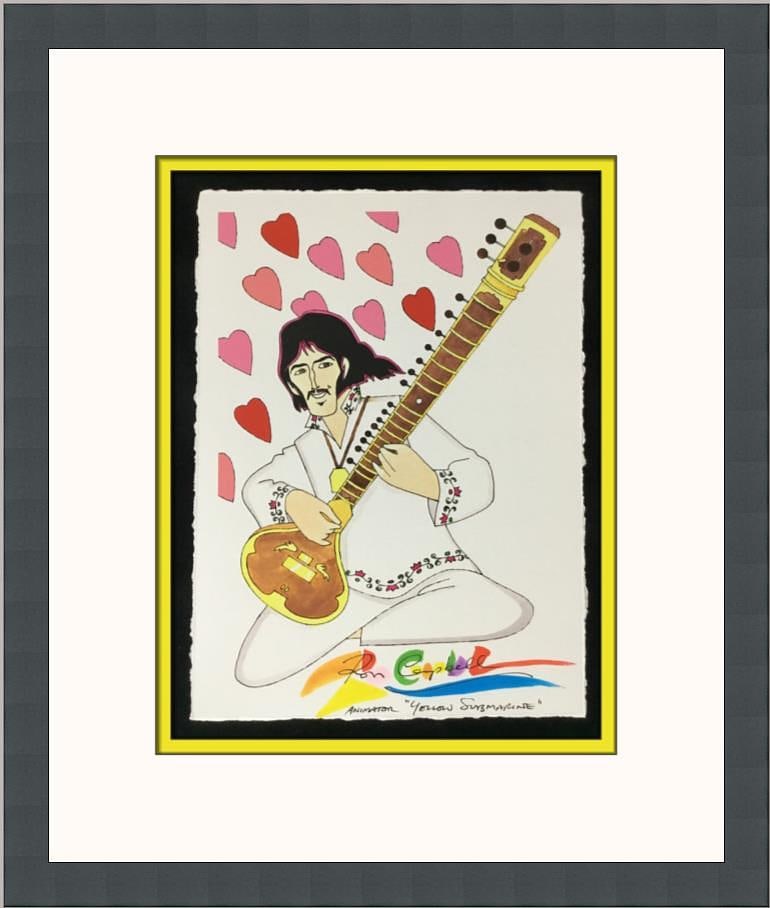Ron Campbell The Beatles Sgt Pepper George Harrison Signed Giclee Print Framed: Ron Campbell - The Beatles Sgt Pepper - George Harrison ___________________________________