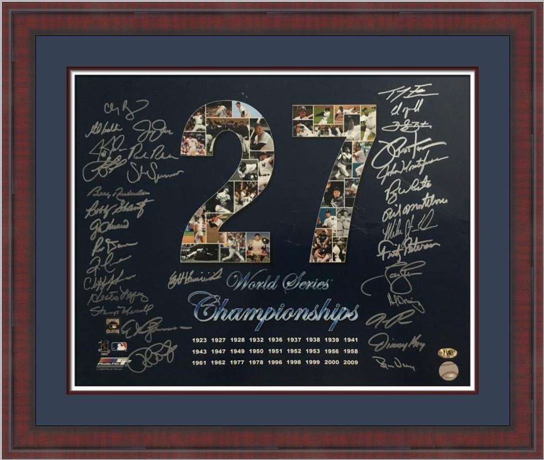 NY Yankees 27 World Series Champion 31 Signatures Signed Photo Custom Framed MAB (1 of 8)