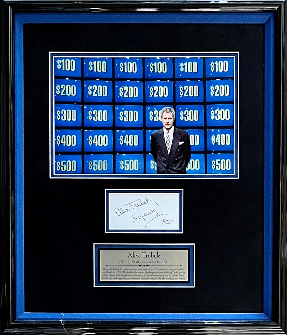 Alex Trebek d.2020 (Jeopardy) signed custom framed display-JSA SOA (1 of 4)