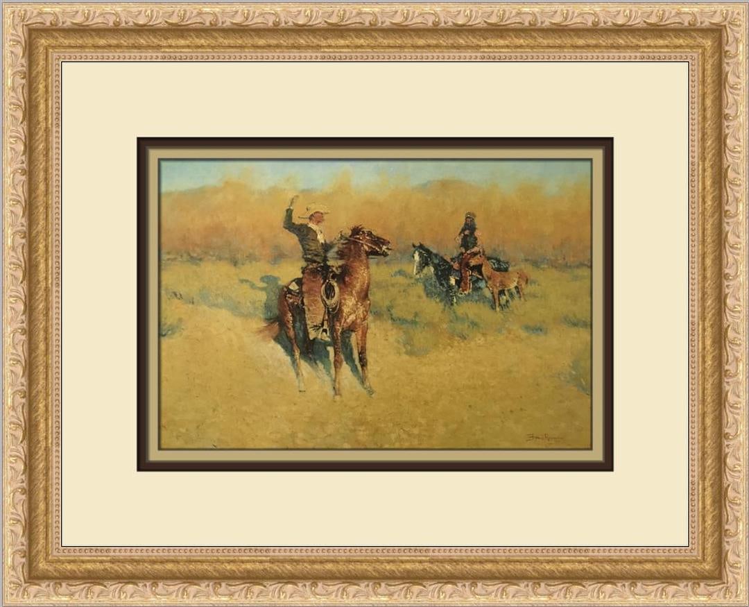 Frederic Remington The Long Horn Cattle Sign Custom Framed Print (1 of 2)