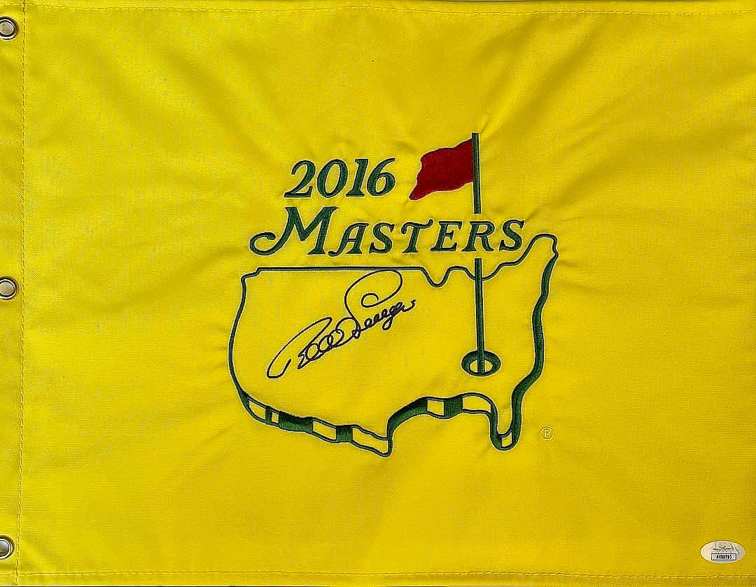 Bernhard Langer Signed 2016 Masters Pin Flag - JSA#AK80785: Bernard Langer Official 2016 Masters pin flag Authenticated by JSA