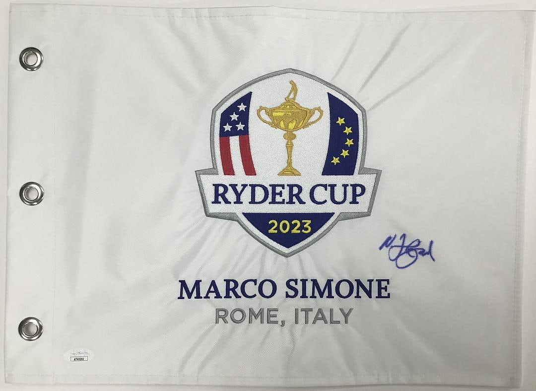 Nicolai Hojgaard 2023 Ryder Cup Italy Signed Pin Flag-JSA AT49264: Official 2023 Ryder Cup Italy 