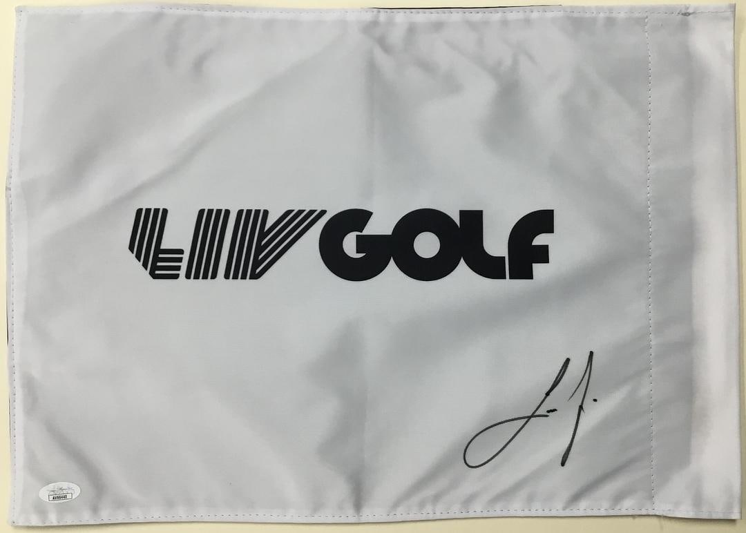 Joaquin Neimann LIV 18 Signed Pin Flag- JSA #AV66440: Joaquin Neimann LIV 18 Signed Pin Flag Authenticated by JSA Product Details: Official LIV 18 pin flag signed perfectly by PGA star Joaquin Neimann. The signature is