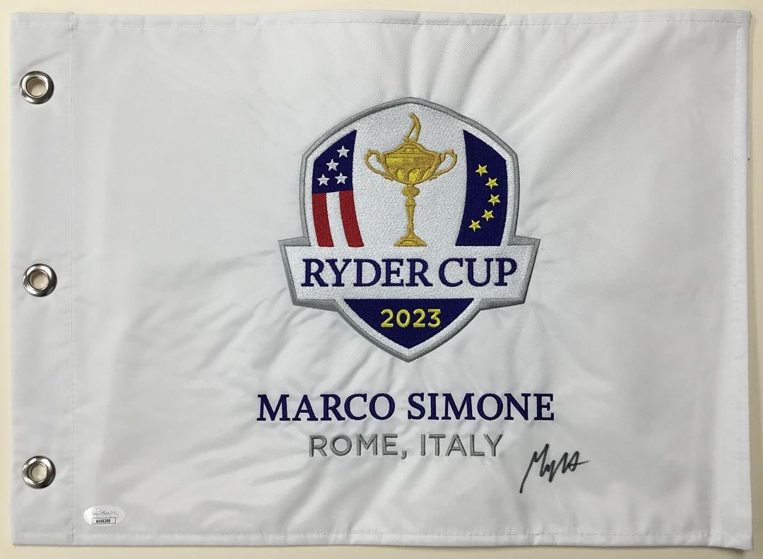 Max Homa 2023 Ryder Cup Rome Italy Signed Pin Flag- JSA #AV66398: Max Homa 2023 Ryder Cup Rome Italy Signed Pin Flag Authenticated by JSA Product Details: 2023 Ryder Cup Rome Italy Official pin flag signed perfectly by PGA star Ma