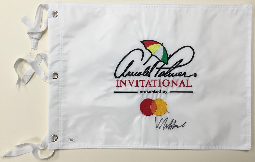 Viktor Hovland Signed Arnold Palmer Invitational Pin Flag- JSA #AV66384: Viktor Hovland Signed Arnold Palmer Invitational Pin Flag Authenticated by JSA Product Details: Official Arnold Palmer Invitational pin flag signed perfectly by PGA
