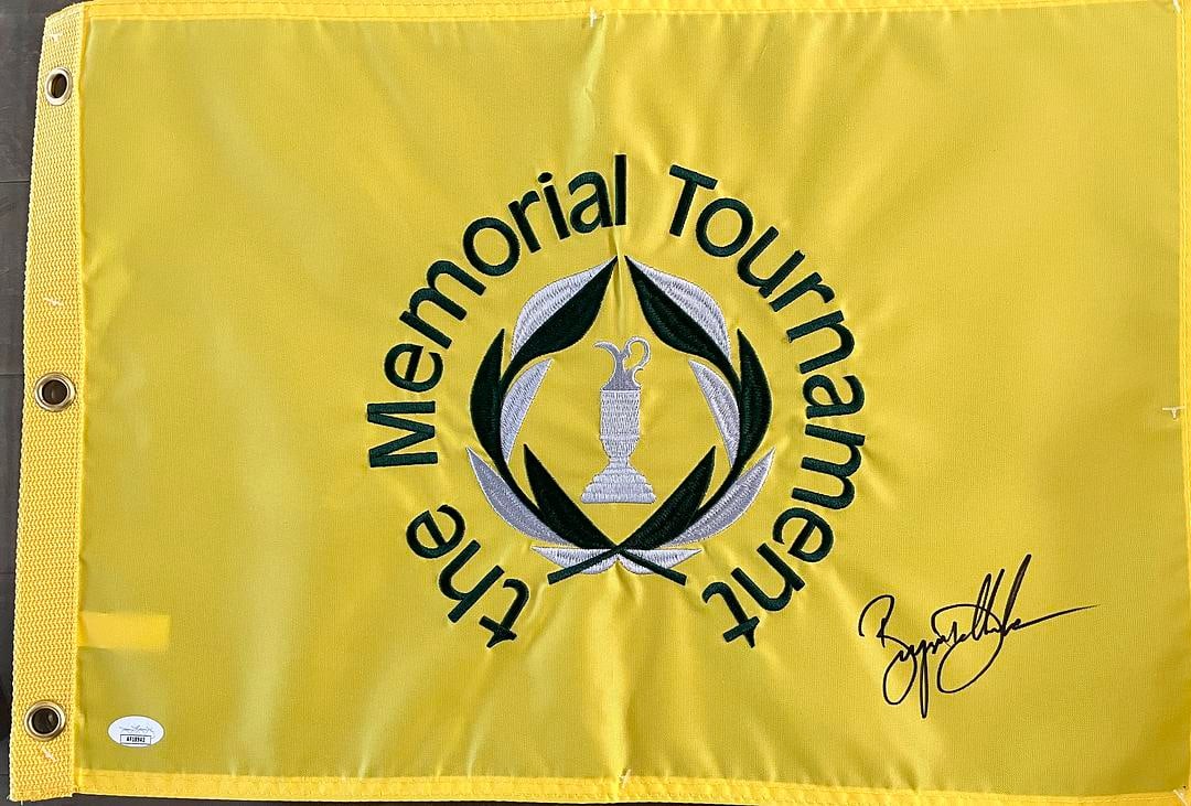 Bryson DeChambeau signed The Memorial Tournament Pin Flag-JSA AF18942: Bryson DeChambeau Official The Memorial Tournament Pin