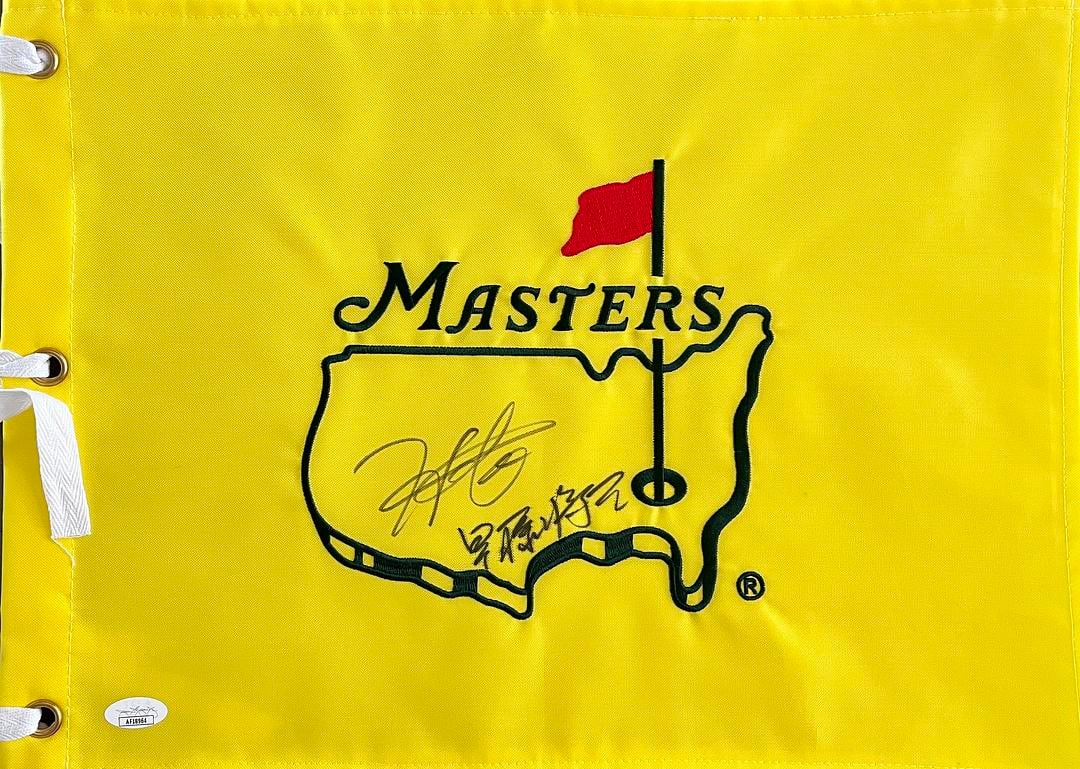 Hideki Matsuyama/Shota Hayafuji signed Masters Pin Flag-JSA AF18964 (1 of 3)