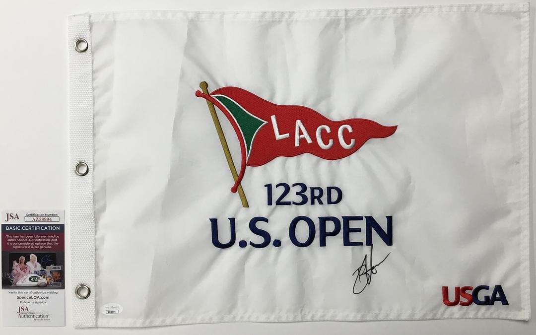 Brian Harman 123rd LACC US Open Signed Pin Flag - JSA #AZ58894: Brian Harman 123rd LACC US Open Authenticated by JSA Product Details: Official 123rd LACC US Open pin flag signed perfectly by PGA star Brian Harman. The signature