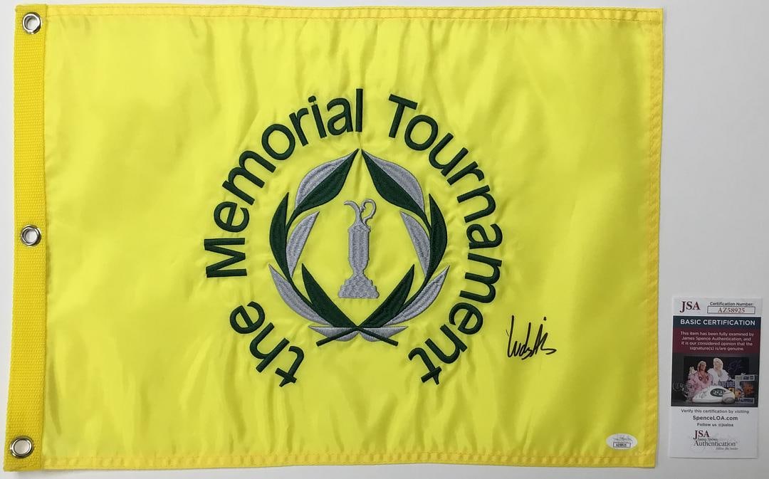 Ludvig Aberg The Memorial Tournament Signed Pin Flag - JSA #AZ58925: Ludvig Aberg The Memorial TournamentSigned Pin Flag Authenticated by JSA Product Details: The Memorial Tournament Official pin flag signed perfectly by PGA star Lud