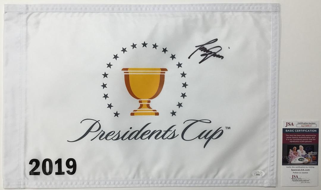Tony Finau The President's Cup 2019 Signed Pin Flag - JSA #AZ58937: Tony Finau The President's Cup 2019 Signed Pin Flag Authenticated by JSA Product Details: The President's Cup 2019 Official pin flag signed perfectly by PGA s