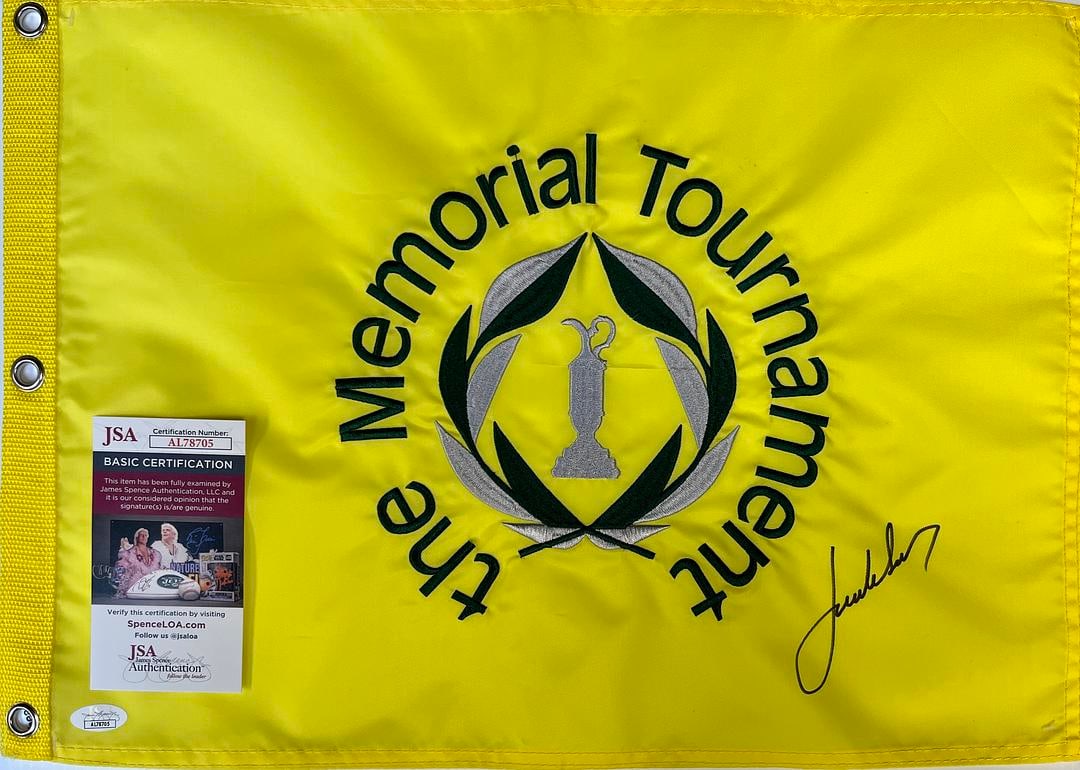 Jordan Spieth signed The Memorial Tournament Pin Flag-JSA AL78705: Jordan Spieth Signed The Memorial Tournament Pin Flag Authenticated by JSA Product Details: Official The Memorial Tournament pin flag signed perfectly by PGA star J