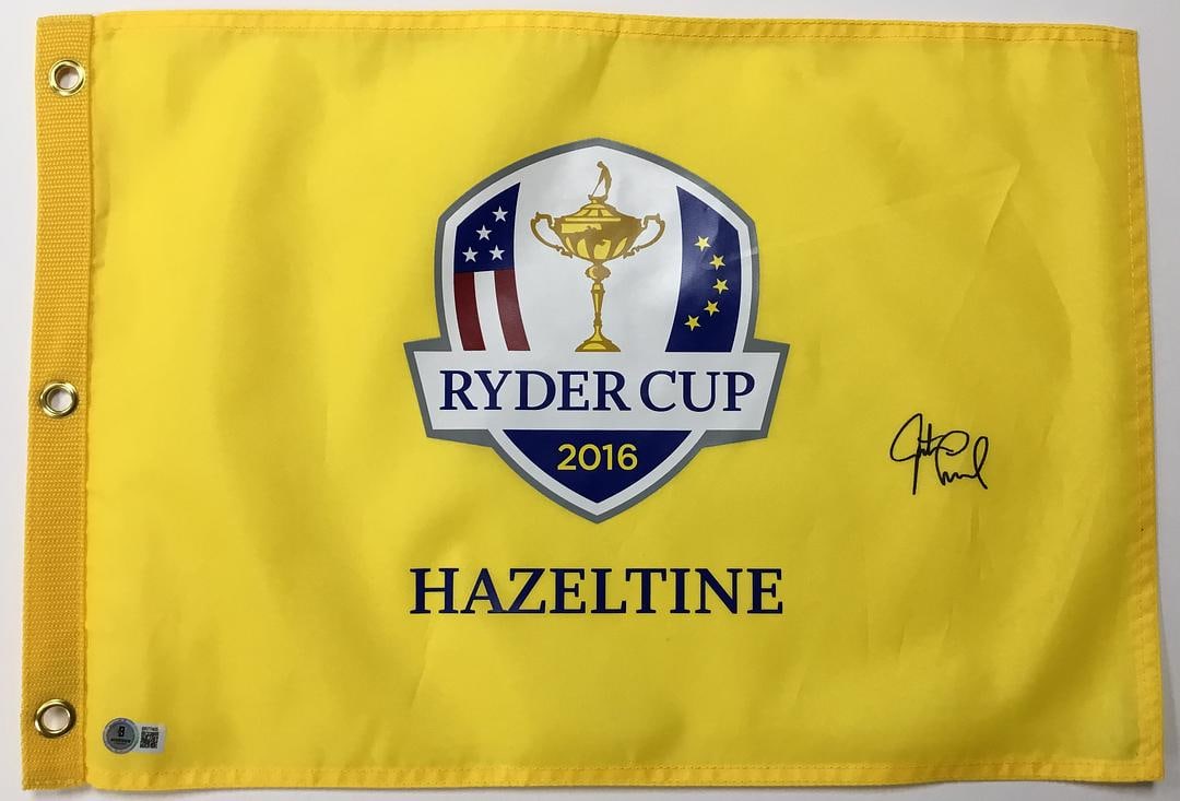 Justin Leonard 2016 Ryder Cup Hazeltine Signed Pin Flag Beckett BR77405: Justin Leonard Signed 2016 Ryder Cup Hazeltine Pin Flag Authenticated by Beckett Authentication Services Product Details: Official 2016 Ryder Cup Hazeltine pin flag