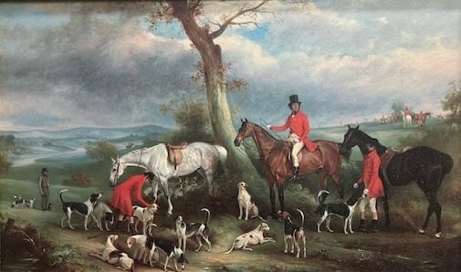 Vintage Print — Lithograph on Paper: Vintage lithograph print, age-appropriate toning; traditional decorative scene Unknown printmaker; typical of early to mid-20th-century lithographic decorative works.