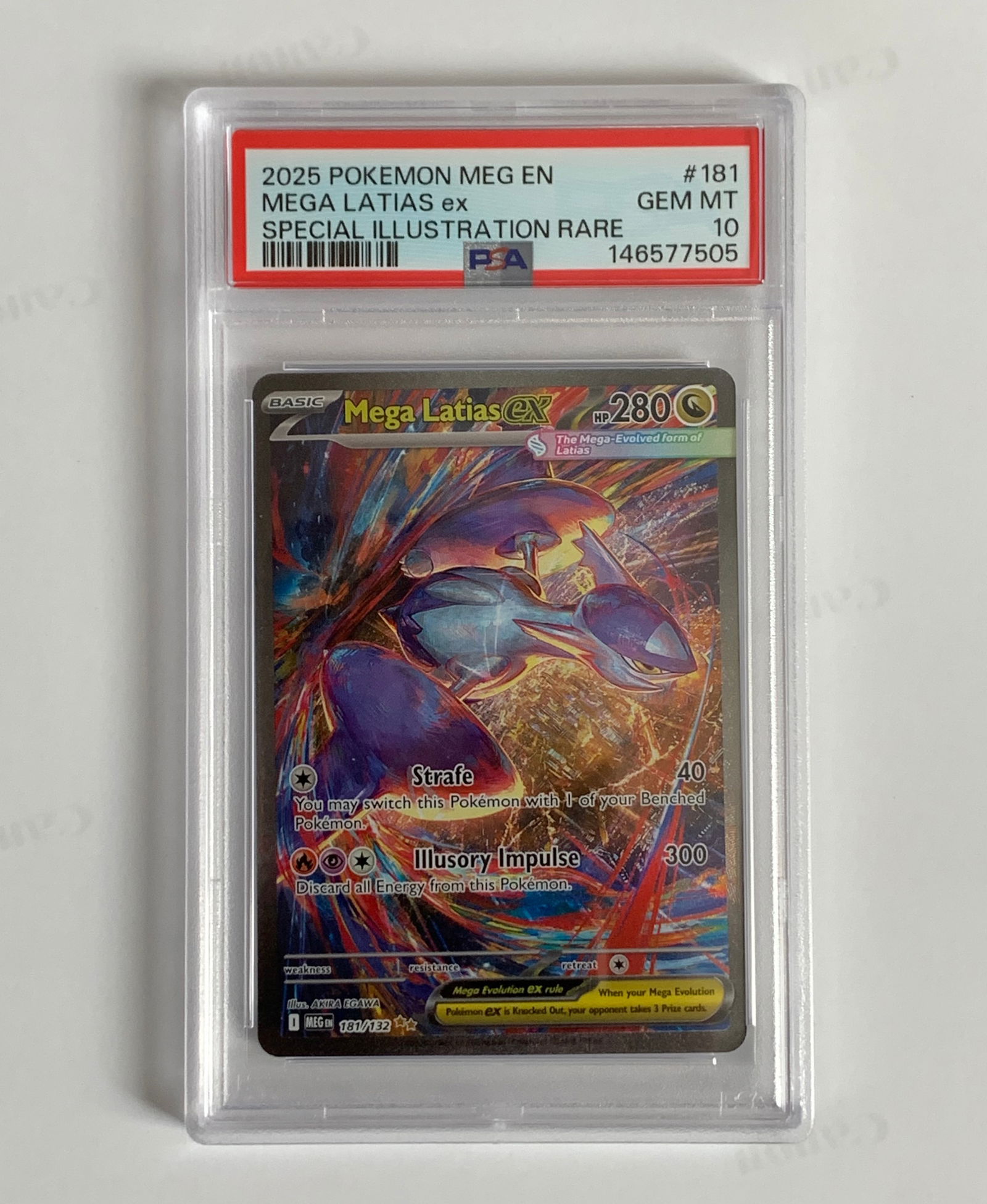 2025 Pokémon Mega Latias ex #181 — Special Illustration Rare — PSA Gem Mint 10: An exceptional example of a highly sought-after modern Pokémon collectible, this 2025 Mega Latias ex Special Illustration Rare (#181) is presented in PSA Gem Mint 10 condition. Encapsulated and authe