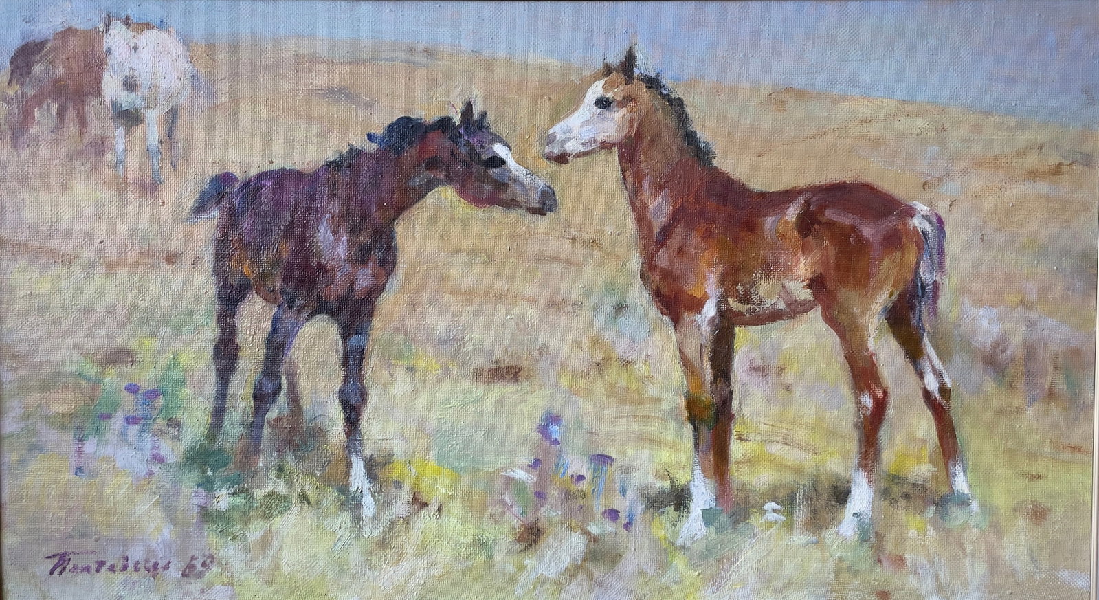 Viktor Poltavets 1925-2003 (Ukrainian) – Foals 1969, Original Oil on Canvas Painting: Viktor Poltavets – "Foals" 1969 Medium: Original oil on canvas Year: 1969 Size: 45 × 80 cm (approx. 17.7 × 31.5 in) Start Price: $8,000