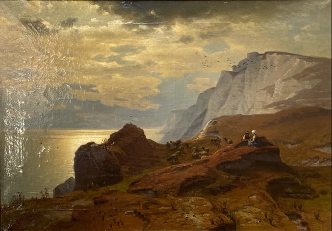 Ivan Aivazovsky 1817-1900 (Armenian/Russian) — Dusk Over Sea, Original Oil on Canvas Painting (1 of 8)