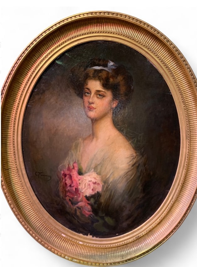 Konstantin Makovsky 1839-1915 (Russian) — Portrait of a Young Woman, Original Oil on Canvas (1 of 16)
