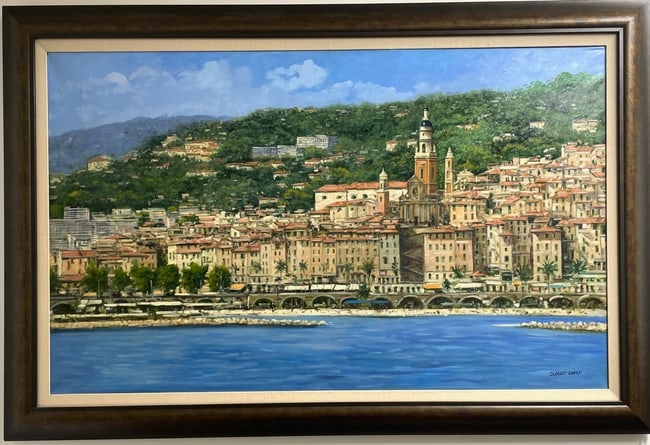 Claudio Ciardi b. 1962 (Italian) — Port Panorama, Original Oil on Canvas Painting (1 of 2)