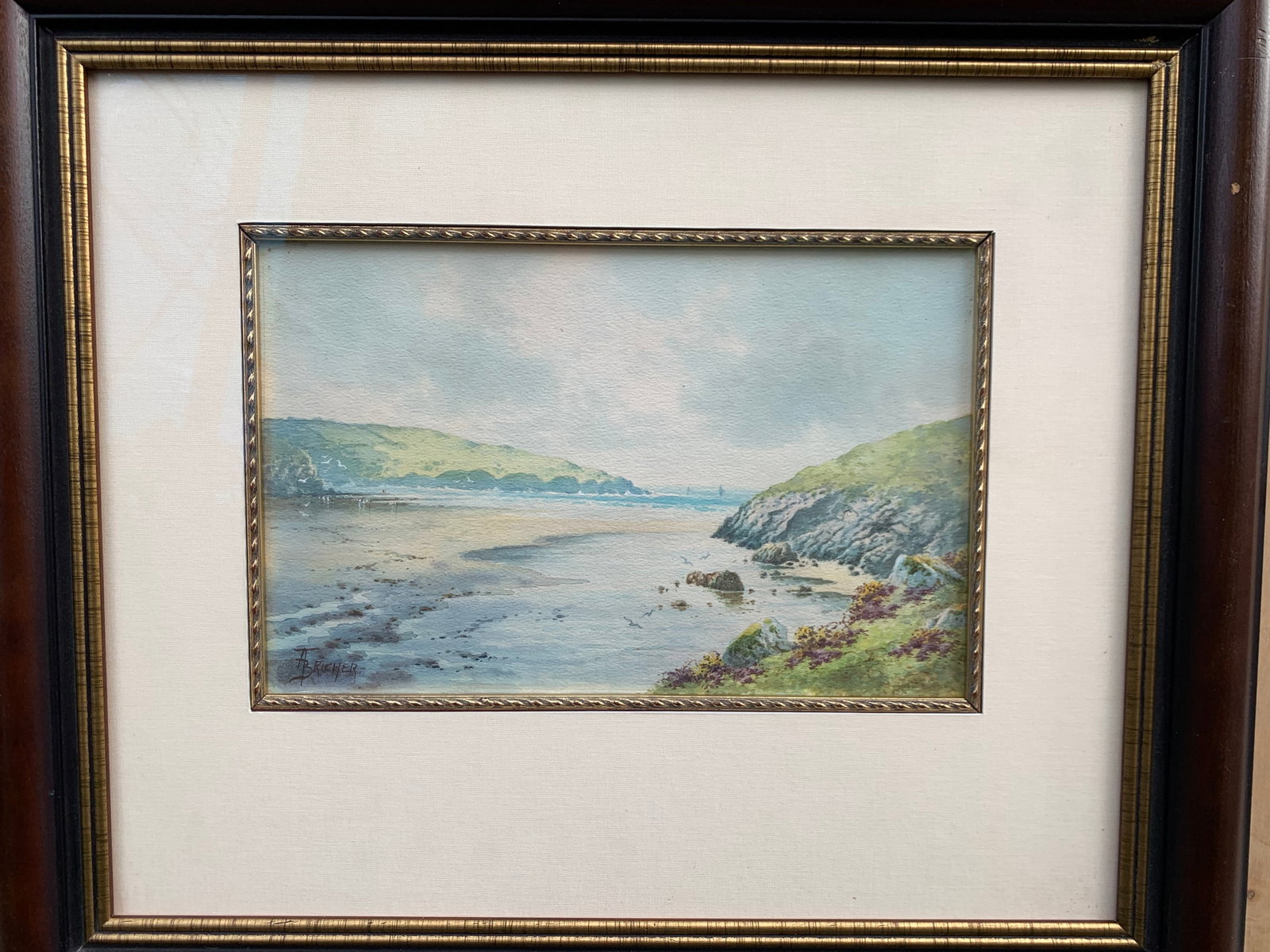 Alfred Thompson Bricher 1837–1908 (American) – Coastal Inlet Landscape, Original Watercolor (1 of 9)