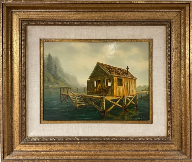 Frank Kecskes b. 1932 (Hungarian/American) — Old Dock, Original Oil on Panel Painting (1 of 2)