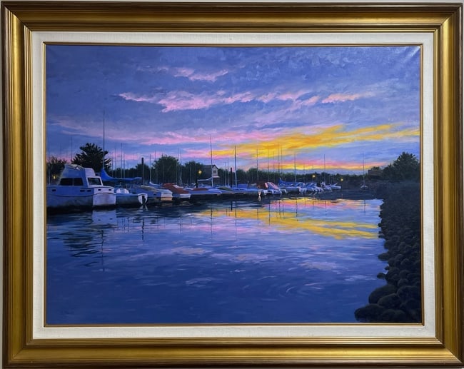 Stephen Kozar b. 1964 (American) — Glasswater at Dusk, Original Oil on Canvas Painting (1 of 1)
