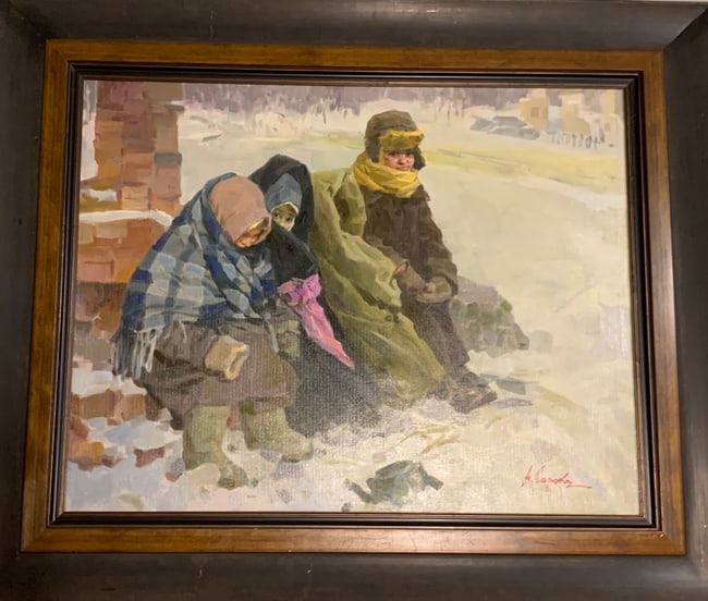 Arkadi Soroka 1921–2010 (Ukrainian) — Children of War, Original Oil on Canvas Painting (1 of 4)