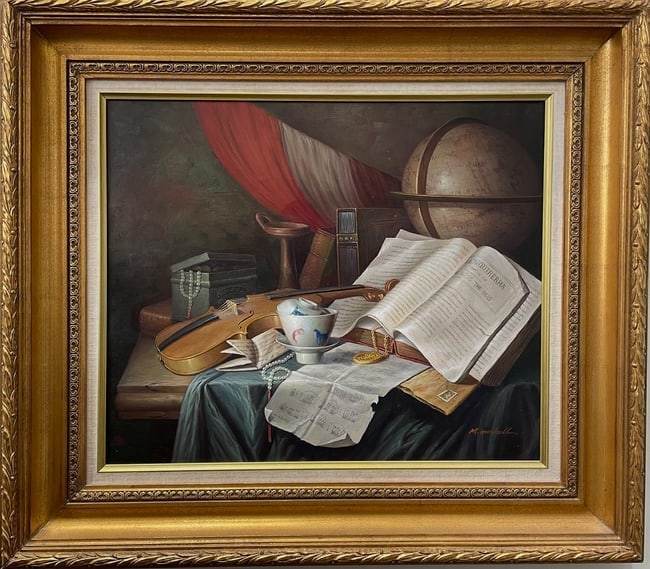 M. Marshall (American XX c.) – Still Life, Original Oil on Canvas Painting: Artist: M. Marshall (American, XX c.) Title: Still Life Medium: Original Oil on canvas Dimensions: 20 x 2