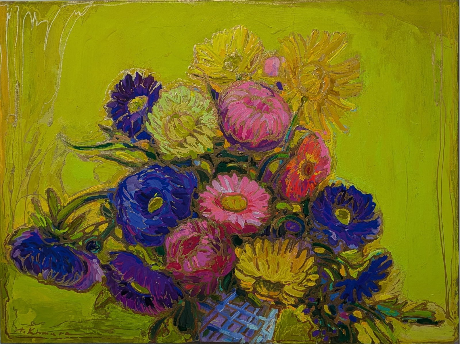 Anatoliy Khmara b. 1956 (Ukrainian) –Bouqet, Original Tempera on Paper Painting: Artist: Anatoliy Khmara (Ukrainian, b. 1956) Title: Bouqet Medium: Tempera on paper Dimensions: 18 x