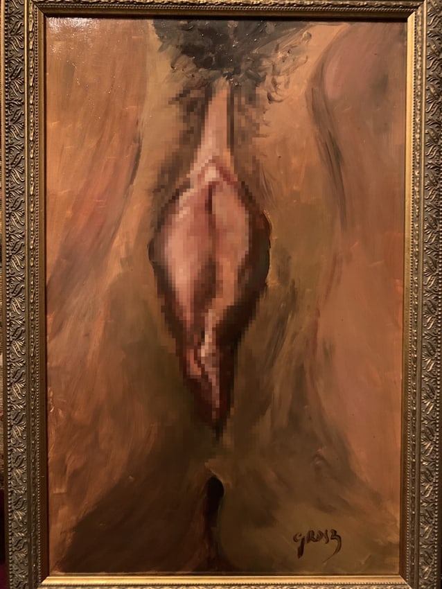 Erotic Figurative Oil Painting Signed Grosz. George Grosz 1893-1959 (German) – Nude Study: Title: Signed Original Oil Painting – Expressionist Nude Composition Medium: Oil on paperboard mounted on plywood Size:</