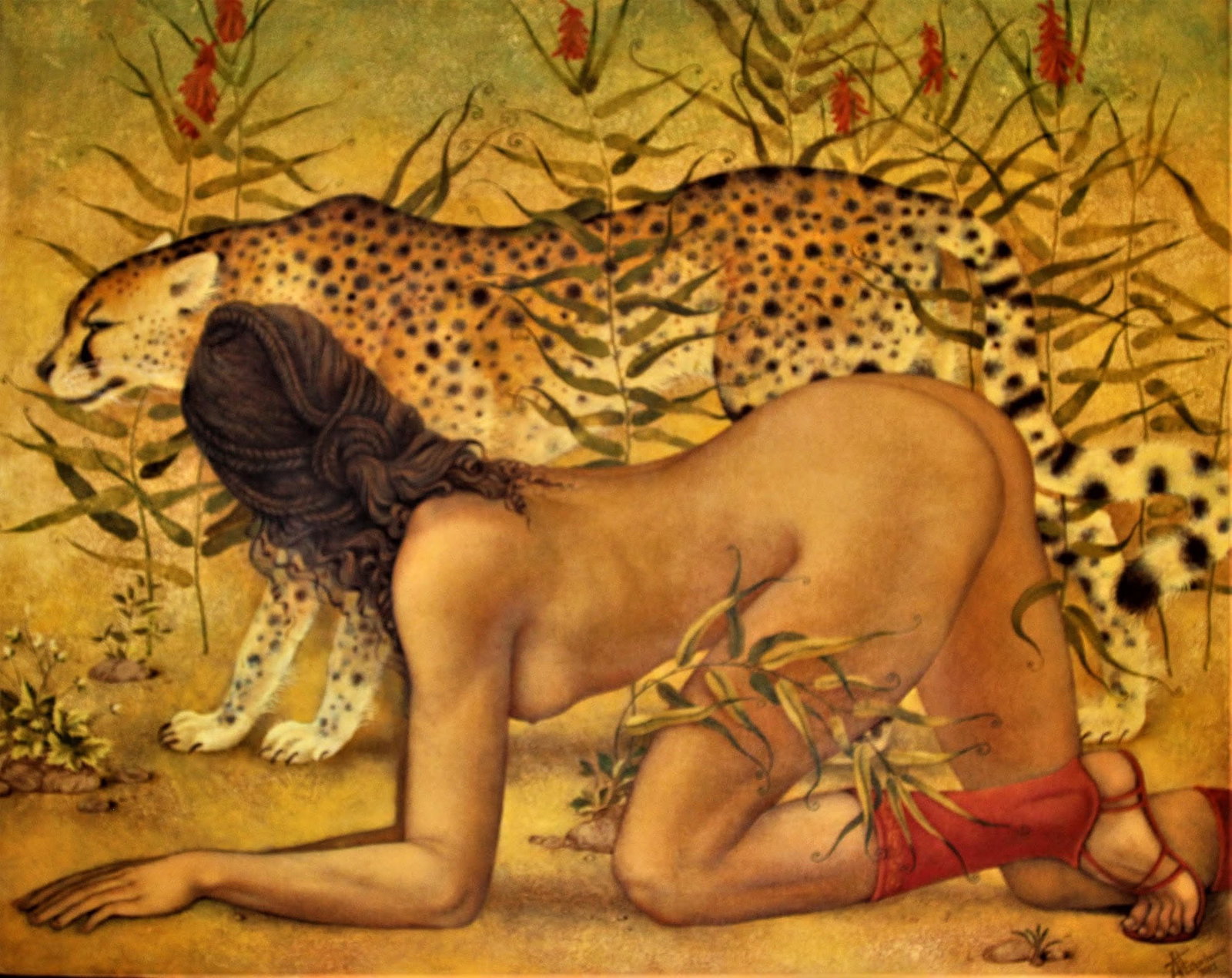 Oleksander Tkachenko b. 1952 (Ukrainian/American) — Guardian of the Wild, Original Mixed Media: Artist: Oleksander Tkachenko (Ukrainian/American, born 1952) Title: Guardian of the Wild Date: