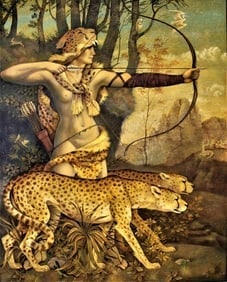 Oleksander Tkachenko b. 1952 (Ukrainian/American) — Diana Hunting, Original Mixed Media Painting (1 of 3)