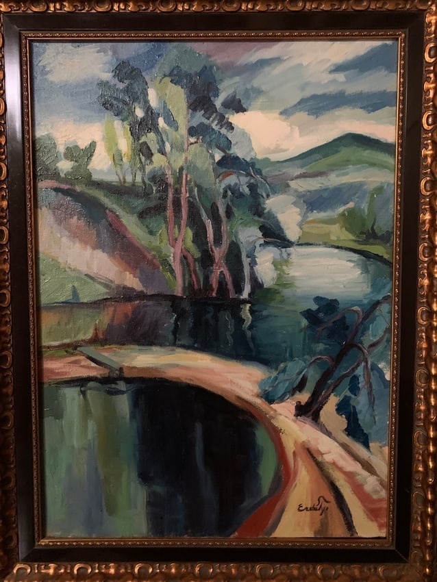 Adalbert Erdélyi 1891-1955 (Ukrainian/Hungarian) – River Landscape, Original Oil on Canvas (1 of 9)