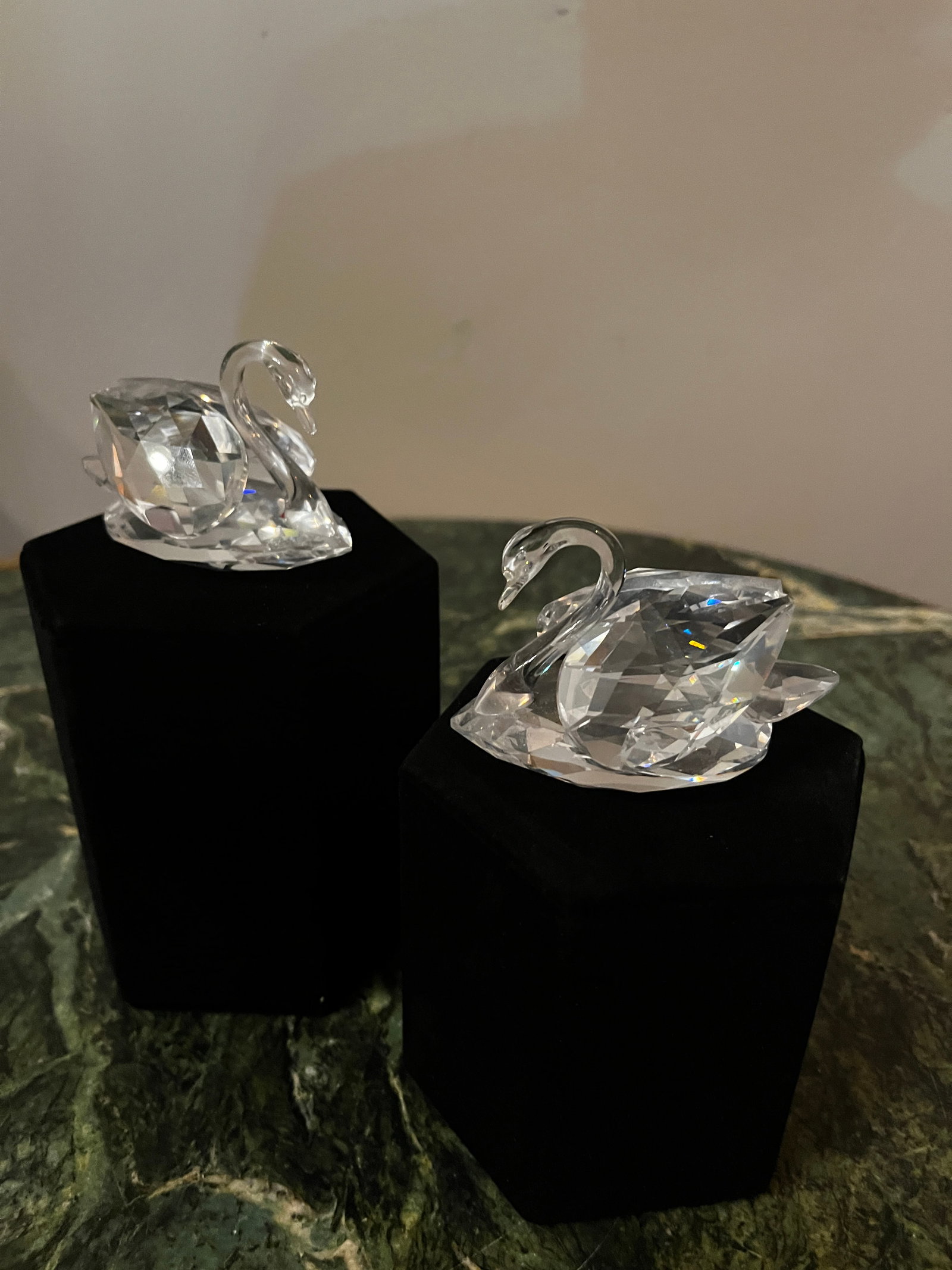 Authentic Swarovski Austrian Crystal — “Feathered Beauties” Swan Figurines Collectible Two: Maker: Swarovski (Austrian) Collection: Feathered Beauties Title: Swan Figurines
