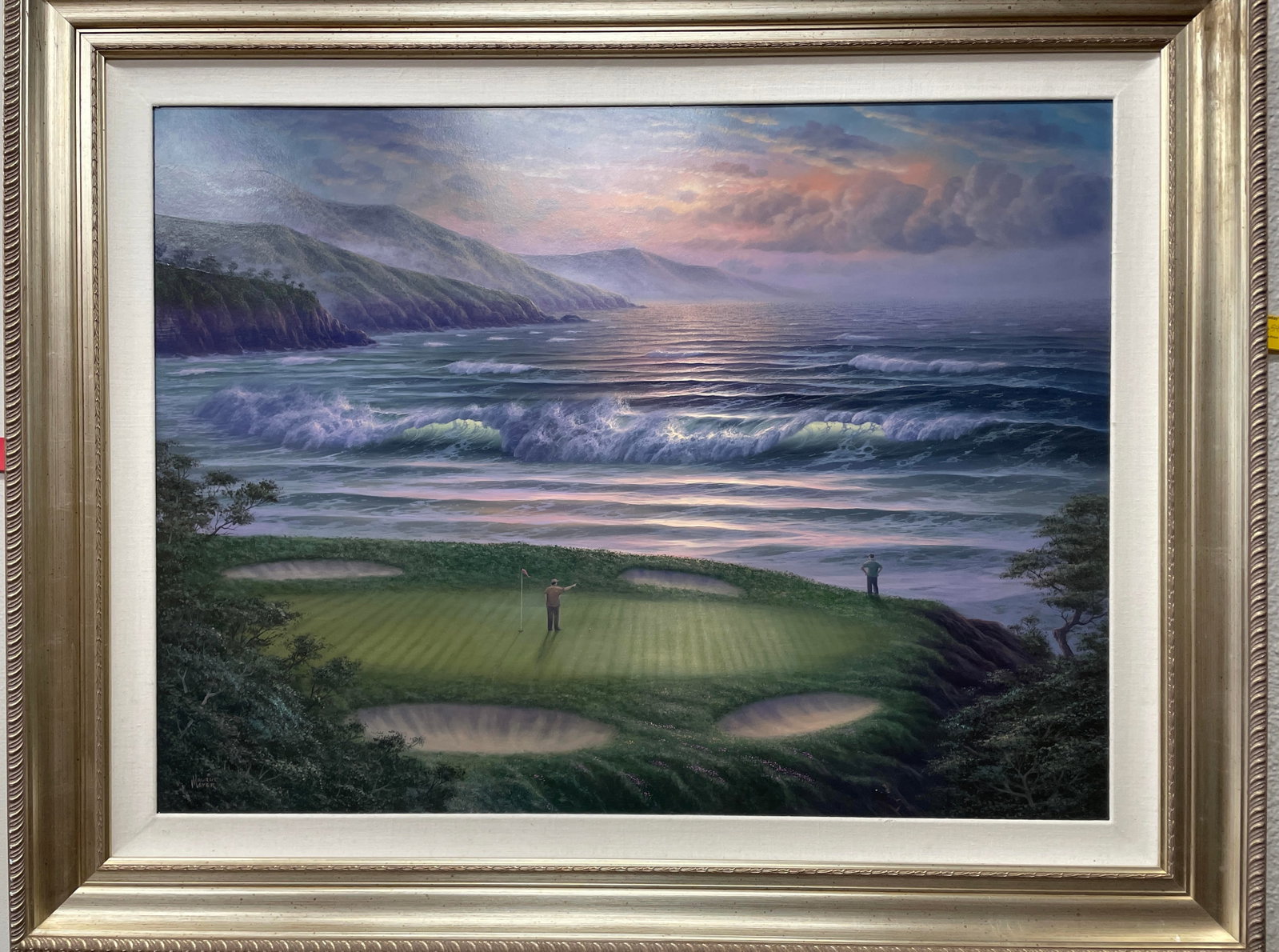 Maurice Meyer b. 1936 (American) — Twilight Golf at the Coast (Pebble Beach), Original Oil on (1 of 4)