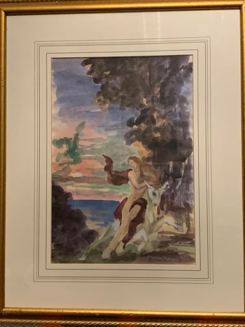 Gustave Moreau 1826–1898 (French) – Mythological Female Figure Original Watercolor on Paper: Artist: Gustave Moreau (French, 1826–1898) Title: Mythological Female Figure (Title Not Specified)