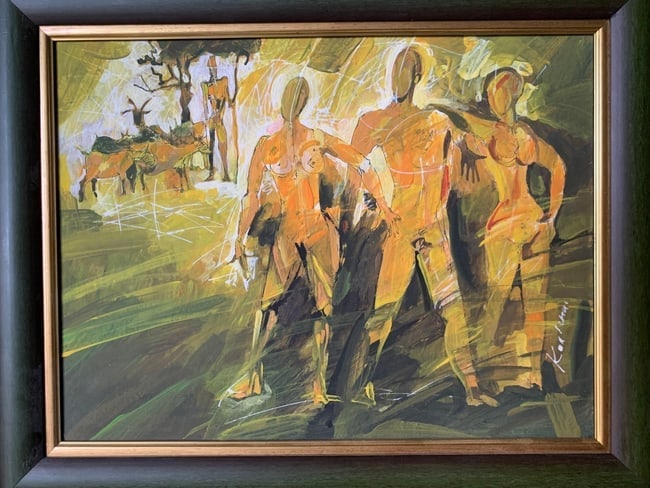 Ihor Kolisnyk b. 1956 (Ukrainian) — Trio, Original Oil on Masonite Board Painting