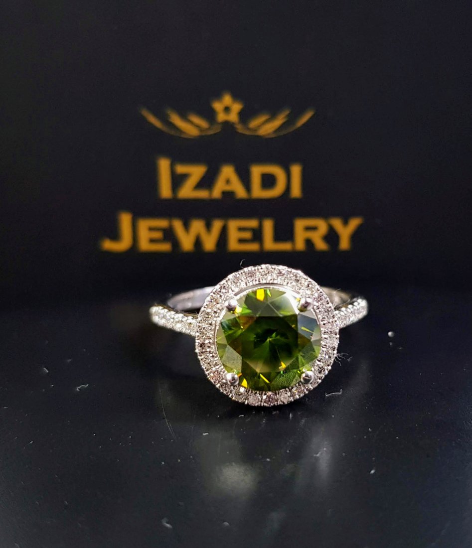 14 kt. White gold - Ring -  2.84 ct Fancy Green Diamond (1 of 5)